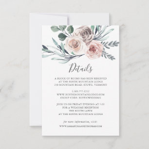 Boho Rose Wedding Details Card Einladung