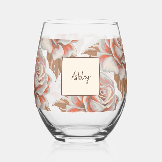 Boho Rose Weinglas Ohne Stiel (Vorderseite)
