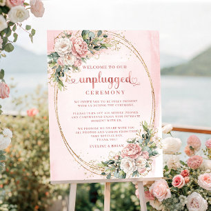 Boho-Roségold-Blumen-Unplugged-Zeremonie-Schild Poster