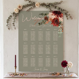 Boho-Rost- und neutrale Herbst-Blumen-Hochzeit in Poster