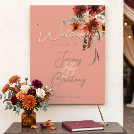 Boho-Rost- und neutrale Herbst-Blumen-Hochzeit in Poster