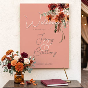 Boho-Rost- und neutrale Herbst-Blumen-Hochzeit in  Poster