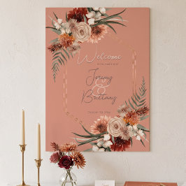Boho-Rost- und neutrales Herbstblumen-Pfirsich-Ros Poster