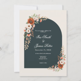 Boho-Rost und Weiße Daisy-Hochzeit Einladung