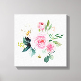 Boho rot Rosa Blumengrün Kinder Canvas Print Leinwanddruck