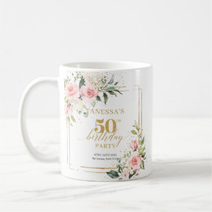 Boho rot Rosen Gold 50. Geburtstag Kaffeetasse