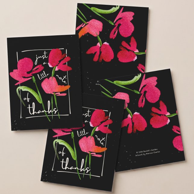 Boho-Rot-Wildblumen-Script Dankeskarten  Dankeskarte (Von Creator hochgeladen)