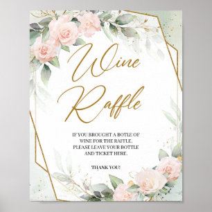 Boho Röte Blumen Grün Gold Rahmen Wein Verlosung Poster