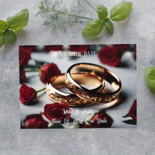 Boho Rote Dekorative Blumen Hochzeit Termin merken Save The Date