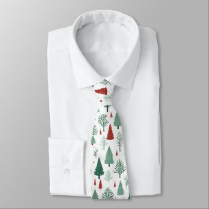Boho rote grüne Weihnachtsbäume Feiertag Krawatte