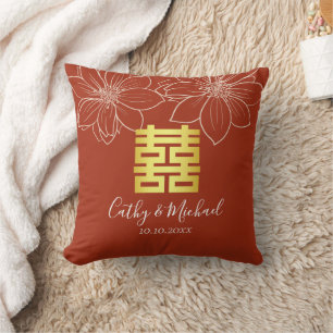 Boho rote moderne Blumenhochzeit in China Kissen