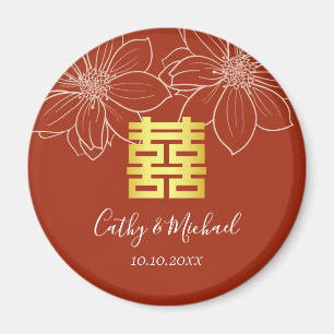 Boho rote moderne Blumenhochzeit in China Magnet