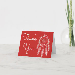 Boho Roter Dankeschön Traumfänger Native American Dankeskarte