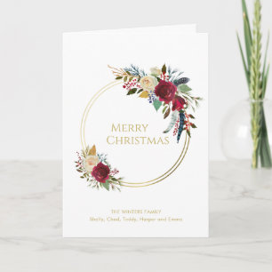 Boho Rotes Blumengeometrisches Modernes Weihnachte Feiertagskarte