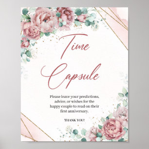 Boho-Rouge Florales Eukalyptus Zeitkapsel-Spiel Poster