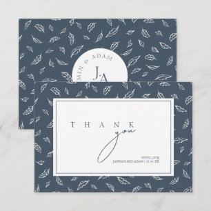 Boho Royal Blue Opulence Blätter Foto Wedding Dankeskarte