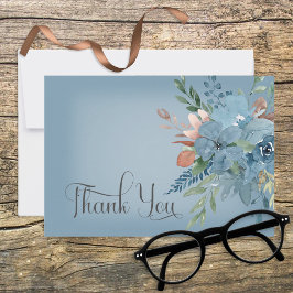 Boho Rust & Blue Floral Wedding Dankeschön Karte