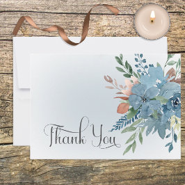 Boho Rust & Blue Floral Wedding Dankeschön Karte