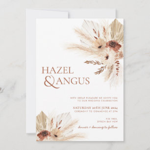 Boho Rust Blume Pampas Wedding Einladung HAZEL