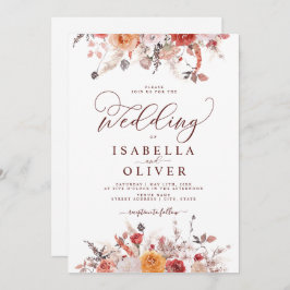 Boho Rust Burnt Orange Terracotta Marsala Wedding Einladung