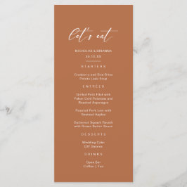 Boho Rust Burnt Orange Terracotta Wedding Menükarte