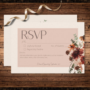 Boho Rust & Cream Fall Floral No Dinner RSVP Karte