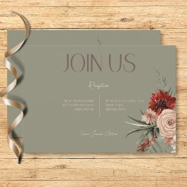 Boho Rust & Cream Fall Floral Sage Green Empfang Begleitkarte
