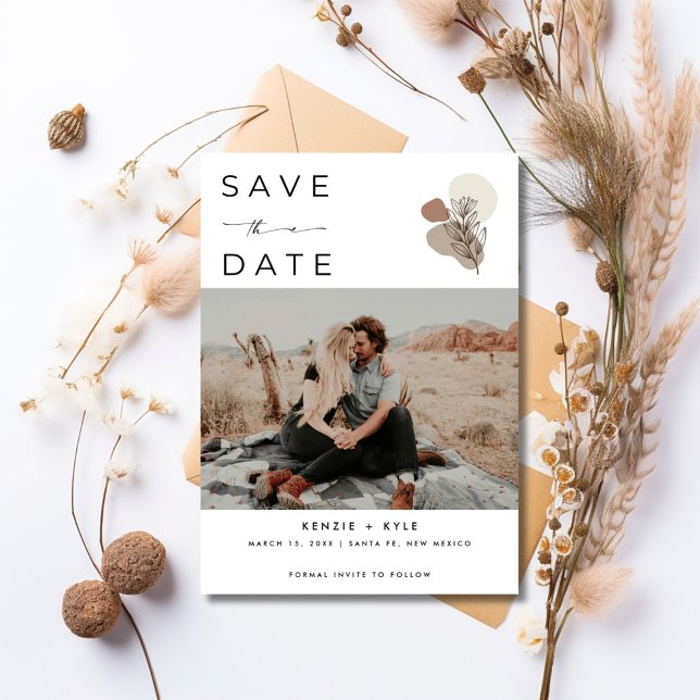 Boho Rust Foto Wüste Wedding Save The Date (Boho Rust Photo Desert Wedding Save The Date)