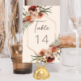 Boho Rust & Neutral Cream Fall Floral Wedding Tischnummer
