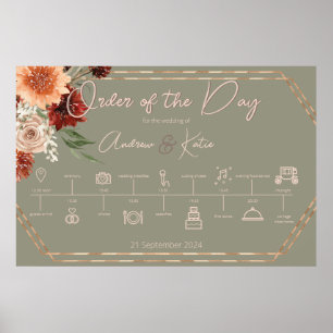 Boho Rust & Neutral Fall Blumenorden des 2. Tages Poster