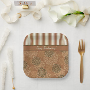 Boho Rust Orange Mandalas und Streifen Pappteller