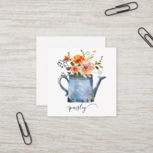 Boho Rust Orange Wasserfarben Blume Wassersport Do Quadratische Visitenkarte