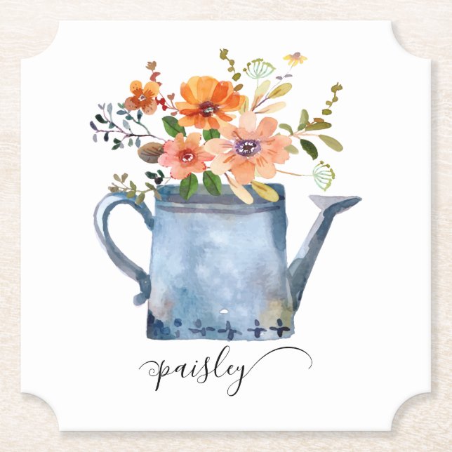 Boho Rust Orange Wasserfarben Blume Wassersport Do Untersetzer (Vorderseite)