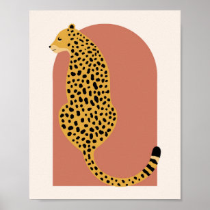 Boho Rust Pink Vintag Arch Oversifizierter Leopard Poster