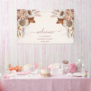 Boho Rust Terracotta Dried Fan Blume Hochzeit Banner