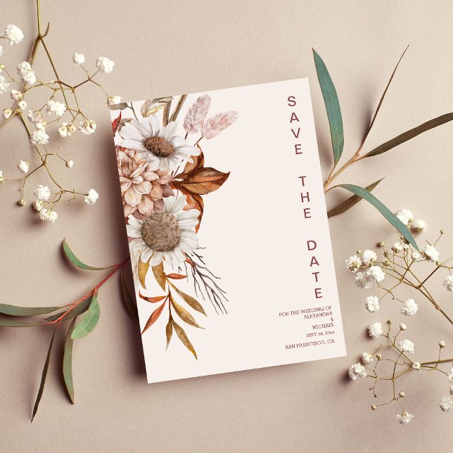 Boho Rust Terracotta Dried Fan Blume Wedding Sav Save The Date (Von Creator hochgeladen)