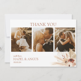 Boho Rust Terracotta Pampas Foto Wedding Flat Dankeskarte