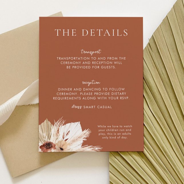 Boho Rust Terracotta Wedding Details Begleitkarte (HAZEL | Boho Rust Wedding Suite - Matching items available)
