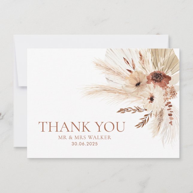 Boho Rust Wedding Vielen Dank Card Flat HAZEL Dankeskarte (Vorderseite)