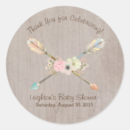Boho Rustic Baby oder Brautparty Gefälligkeitstick Runder Aufkleber