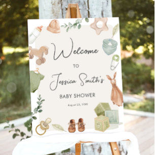 Boho Rustic Baby Shower Junge Neutral Willkommen Poster