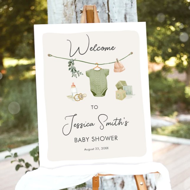 Boho Rustic Baby Shower Junge Neutral Willkommen Poster (Von Creator hochgeladen)