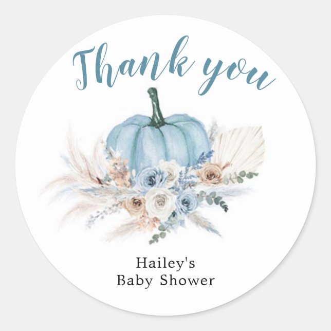 Boho Rustic Blue Pumpkin Es ist ein Boy Fall Viele Runder Aufkleber (Vorderseite)