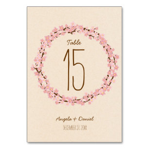 Boho Rustic Cherry Blossom Wreath Wedding Tischnummer