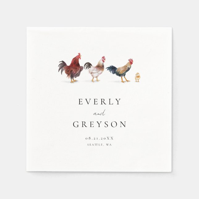 Boho & Rustic Chicken Wedding Serviette (Vorderseite)