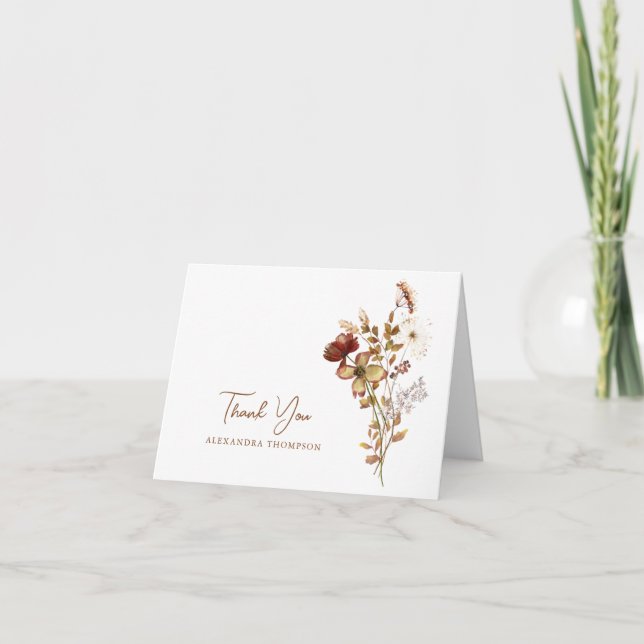 Boho Rustic Earthy Nature Botanical Brautparty Dankeskarte (Vorderseite)