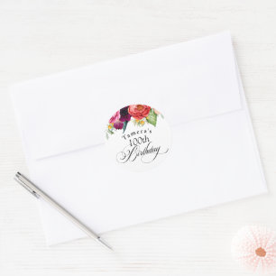 Boho Rustic Fall Floral 100. Geburtstagsparty Runder Aufkleber