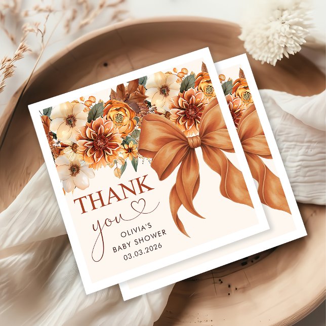 Boho Rustic Fall Floral Baby Dusche Party Serviette (Von Creator hochgeladen)