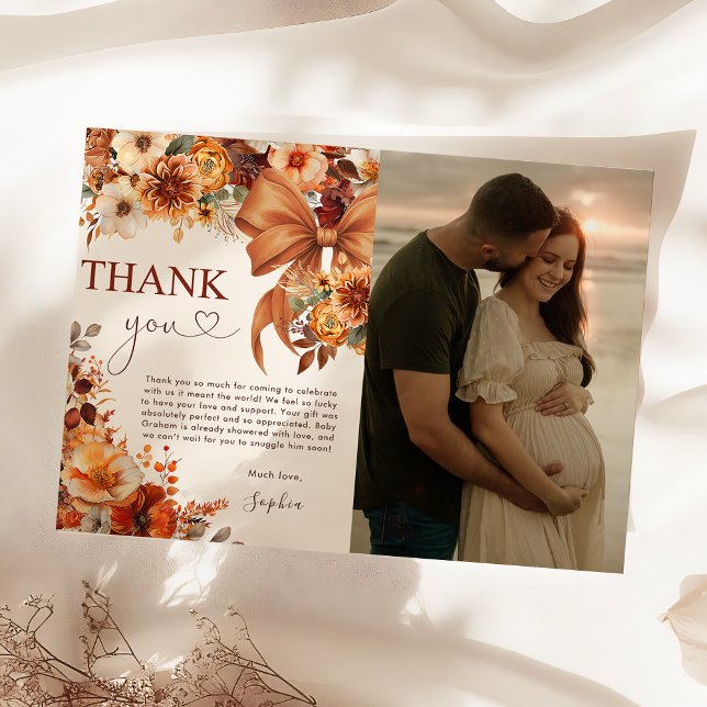 Boho Rustic Fall Floral Baby Shower Thank You Card Einladung (Von Creator hochgeladen)