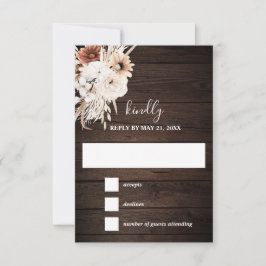 Boho Rustic Fall Flowers Wedding RSVP Card Karte